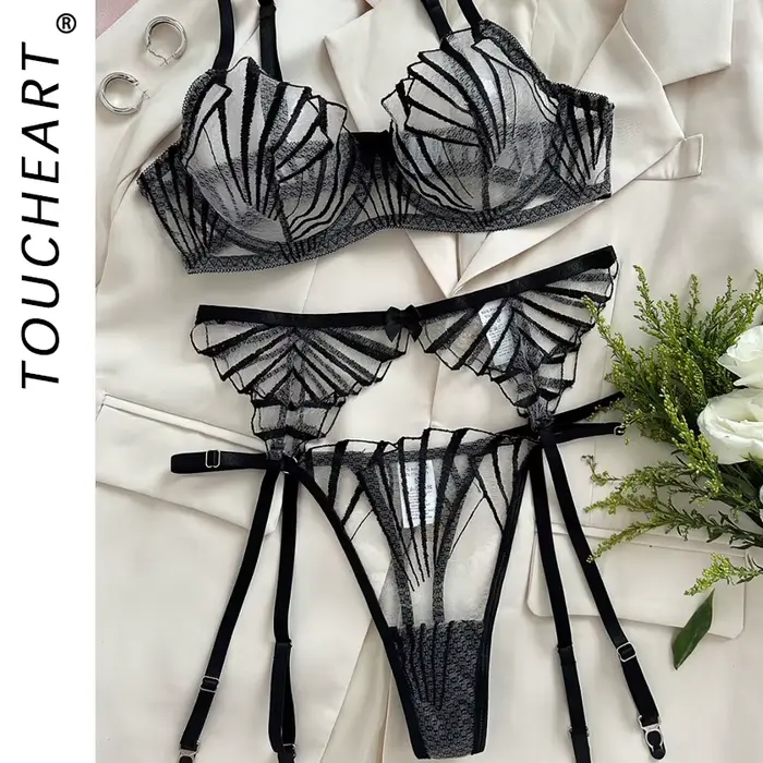 Sexy spodná bielizeň pre ženy s kvetinovou čipkou a nastaviteľnou podporou pre špeciálne príležitosti