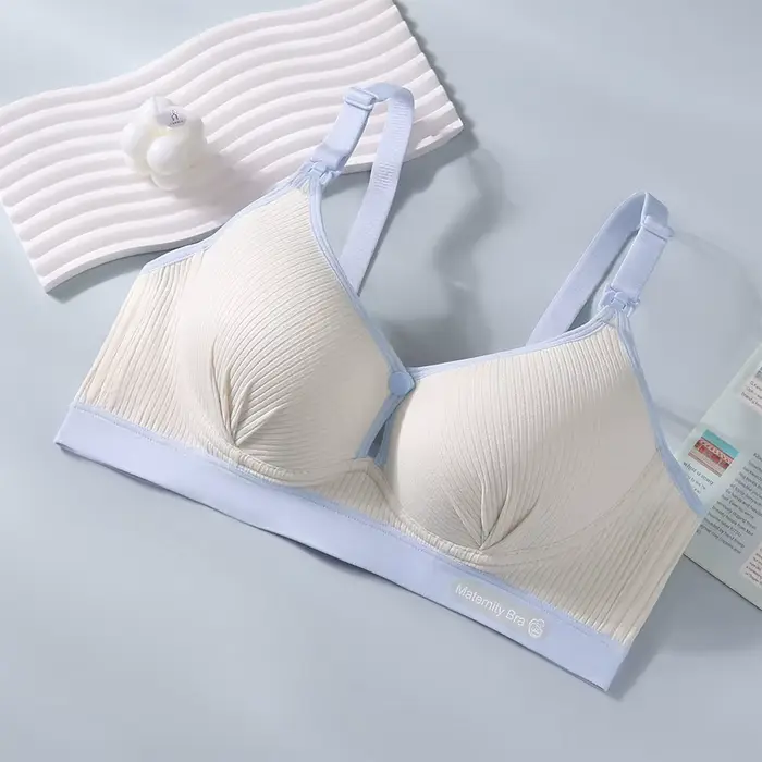 Soutien-gorge d'allaitement durable à double boucle, push-up, respirant, en pur coton doux, pour la 