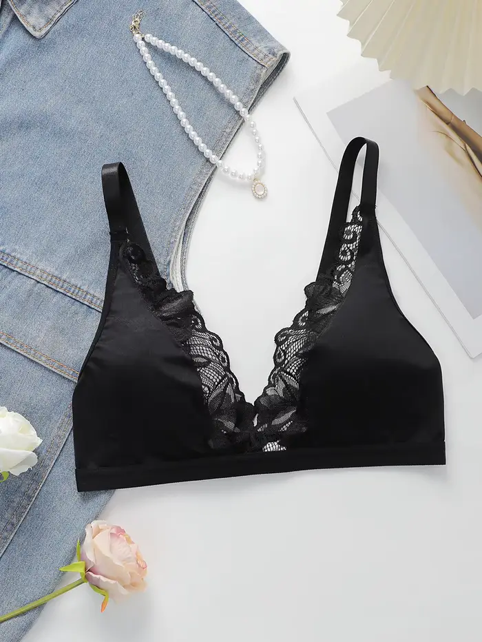 Nouveaux soutiens-gorge Sexy pour femmes sans armatures col en v profond dentelle brassière sans cou