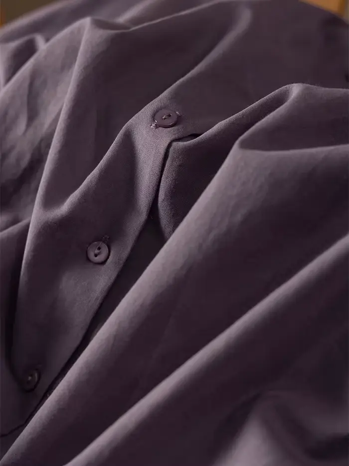 SuyareplWoman-Chemises violettes unies, 100% coton, col rabattu, chemisiers décontractés, haut de pr