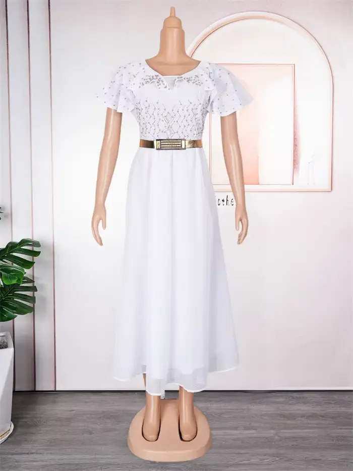 Letné večerné šaty 2026 s krátkymi rukávmi pre ženy