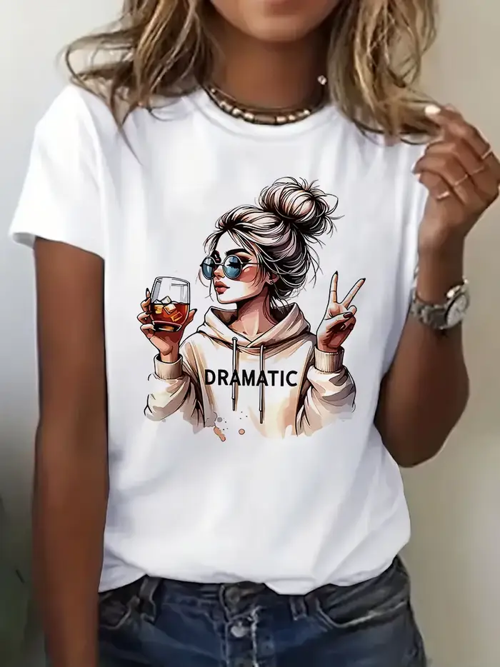 Dámske tričko s potlačou Streetwear 90. rokov „Dramatic“ s