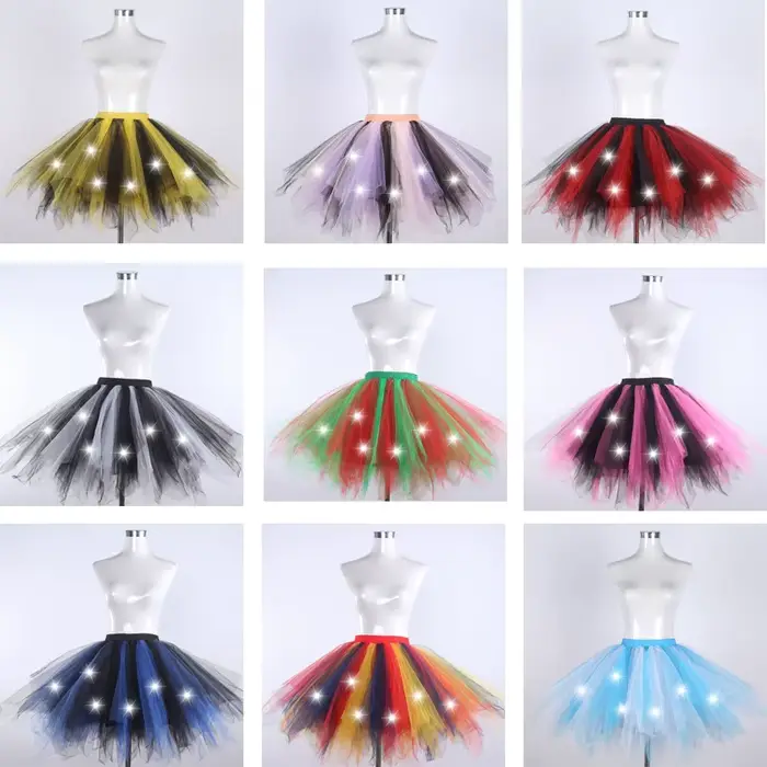 Šumivé LED Elastické víla sukne pre ženy a dievčatá, Bright Ballet Dance Tutu sukne na párty, karnevalový kostým, svadba, vianočný festival