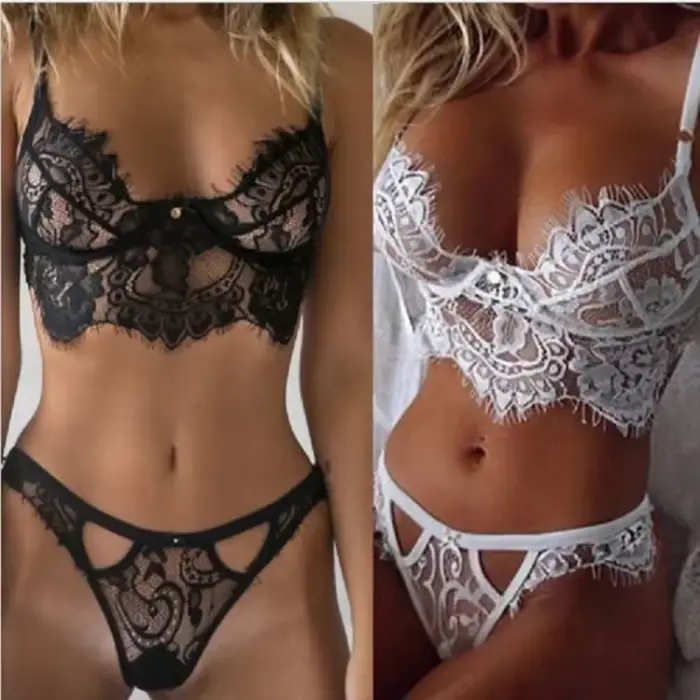 Sexy priehľadná čipka spodná bielizeň, dámske ultra tenké spodné prádlo, podprsenka a nohavičky, tangá transparentná čipka, otvorená intímna