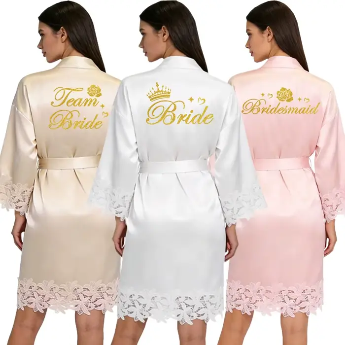 Elegantné Čipka Tím Svadobné Svadobné Župan Svadobné šaty družičky Svadobné šaty Žena Bachelorette Sliepka Párty