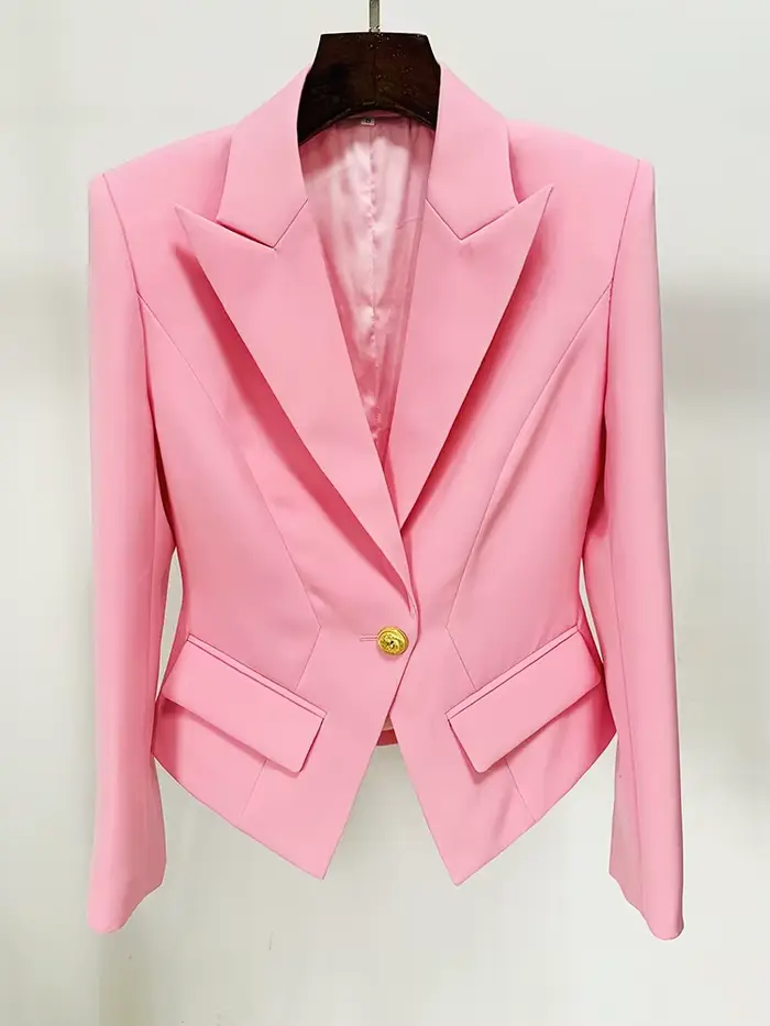 HIGH STREET Nouveauté 2026 Blazer de créateur pour femme, coupe ajustée, à bouton unique et revers