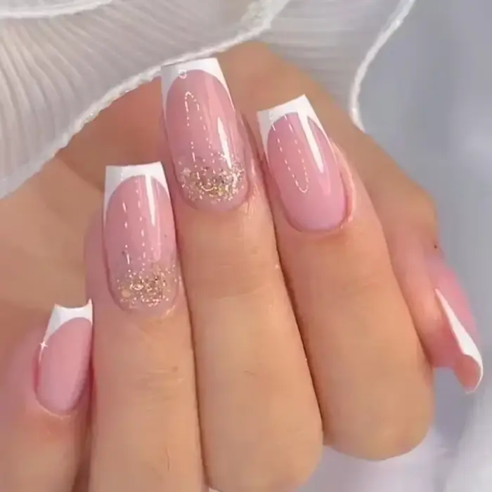 Faux ongles jaunes simples press-on design français style maritime 24 pièces pour nail art professionnel et débutants