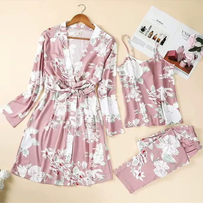 Ensemble pyjama 3 pièces pour femme, vêtements d'intérieur, style estival léger, confortable, décont