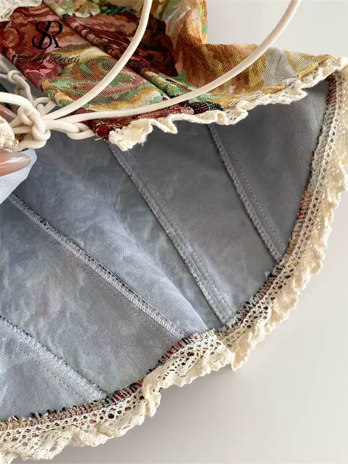 Haut Vintage Corset Imprimé Dentelle pour Femmes Occasions Spéciales Sorties Nocturnes Mode Élégante