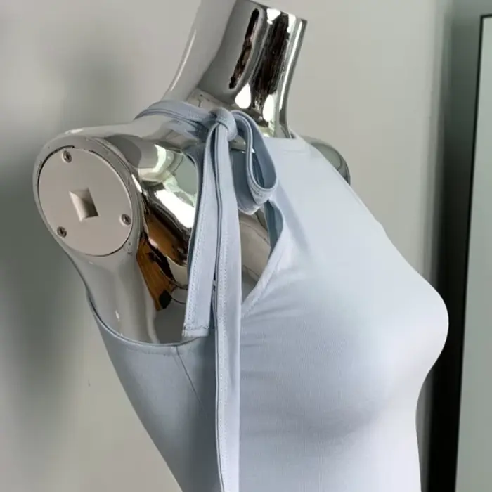 Dongdaemun – Camisole courte et Sexy pour fille épicée, épaules dénudées, débardeur à lacets, mode femme, couleur unie, haut court polyvalent