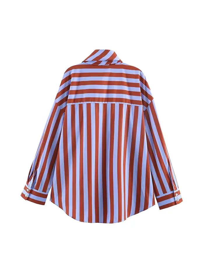 Chemisier rayé élégant à nœud papillon pour femme TFMLN, nouvelle collection printemps, chemise ampl