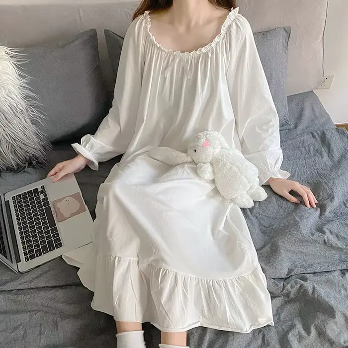 INS Nuissette – robe de Nuit ample à manches longues pour femmes, vêtements de Nuit, chemise de Nuit