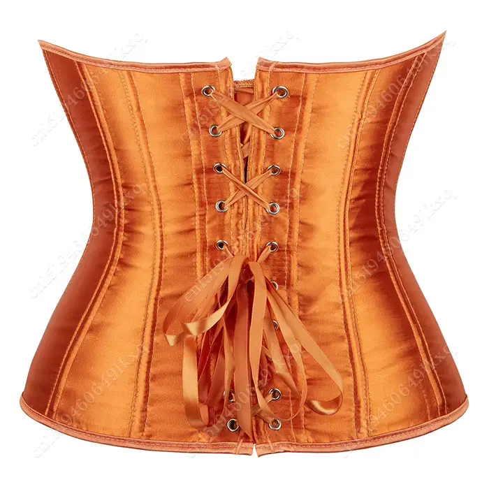 Corset Satin Orangé Élégant pour Femmes Occasions Spéciales Bustier Sexy Mode Audacieuse Halloween Cosplay Costume Fête de Naissance