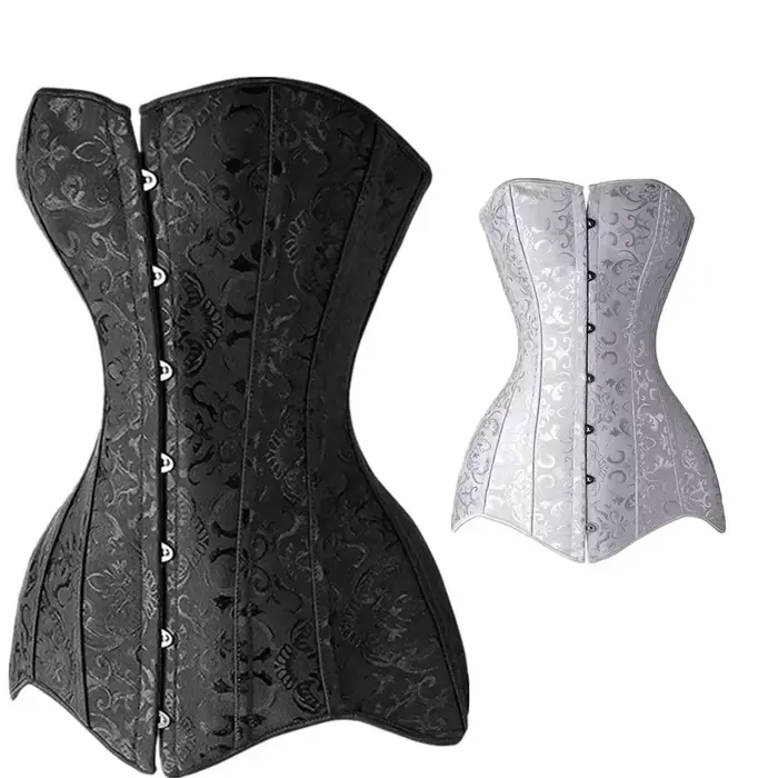 Gotický ženský korzet Dlhý trup oblečenie Sexy žakárová oceľová kostra Bustier 6XL veľká veľkosť Korsett ženy Steampunk Gorset
