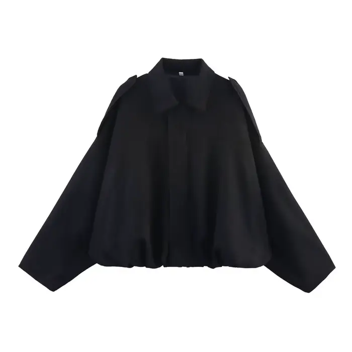 Blouson aviateur pour femme avec manches chauve-souris et fermeture éclair, haut décontracté