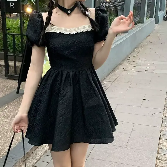 Mini šaty pre ženy Vintage letné prázdniny Street štýl Chic štvorcový výstrih dámske