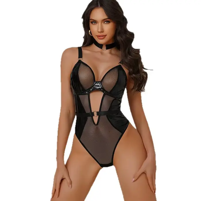 Sexy telové body z priedušného polyesteru s čipkou