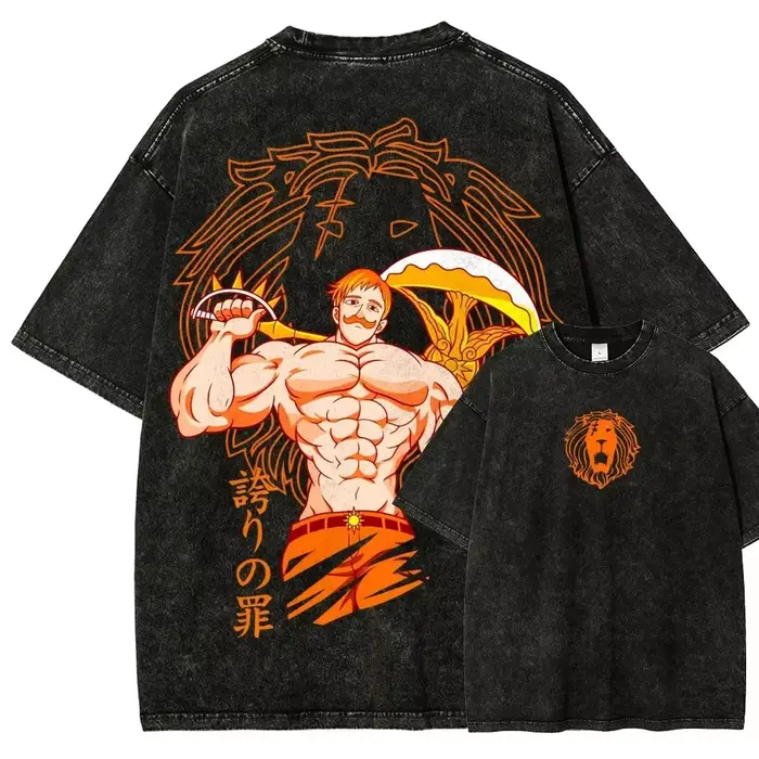 T-shirt imprimé graphique Escanor des sept péchés capitaux, style anime japonais, pour hommes et fem
