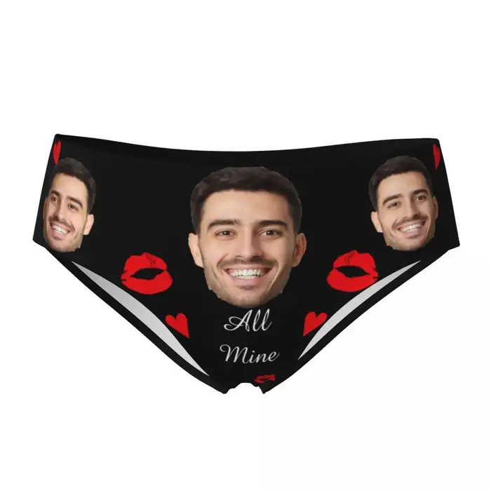 Valentín personalizovaný pre ženy s fotografiou tváre bezšvové nohavičky neviditeľné plné krytie slipy