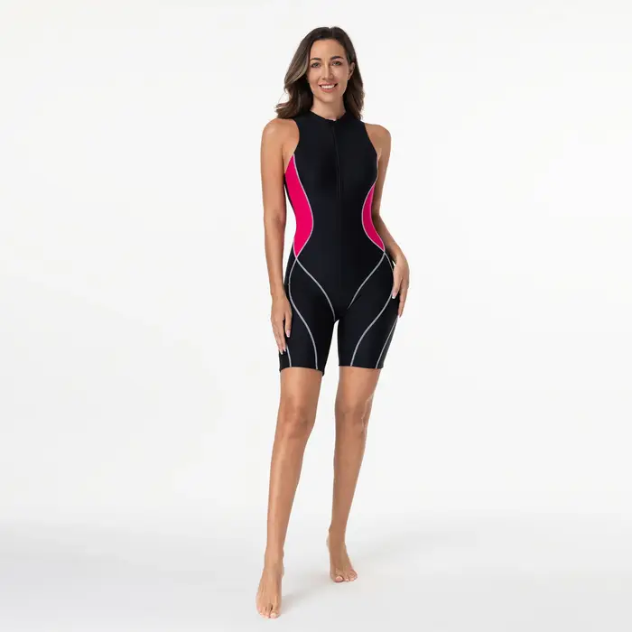 Maillot de bain une pièce pour femme, style sport fibre, vêtements de plage, costume de natation, su