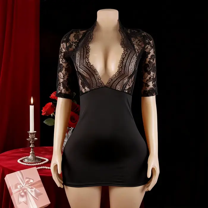 Lingerie sexy pour femmes, vêtements de nuit, pyjamas, robe de nuit en dentelle, costume érotique, s