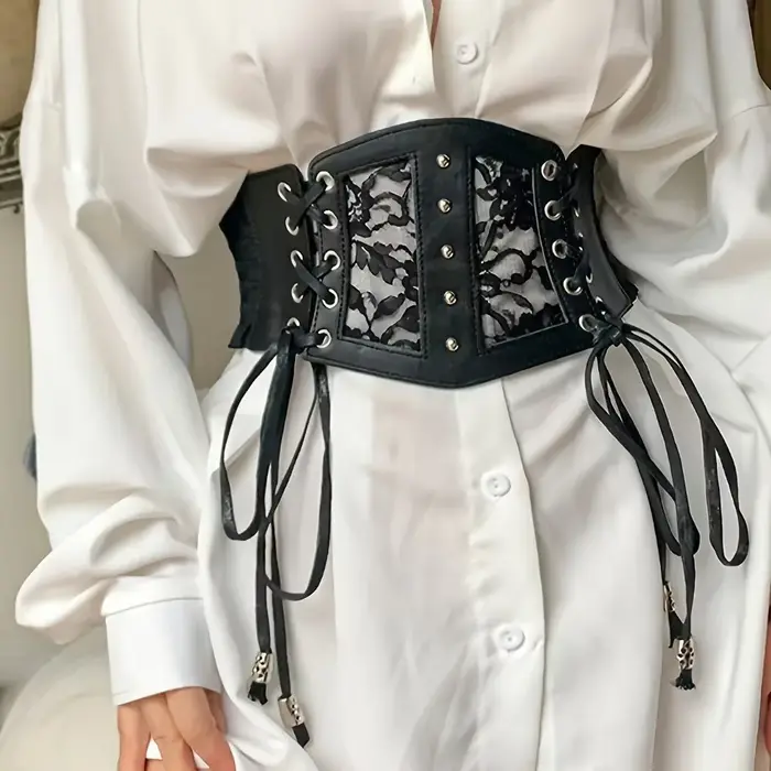 Elegantný korzetový opasok so šnurovaním – Čierny