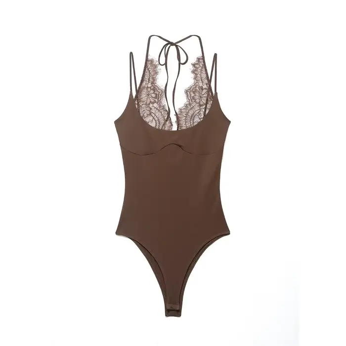 Nouveauté : Combinaisons moulantes sexy pour femmes, élégantes, avec empiècements en dentelle, sans 