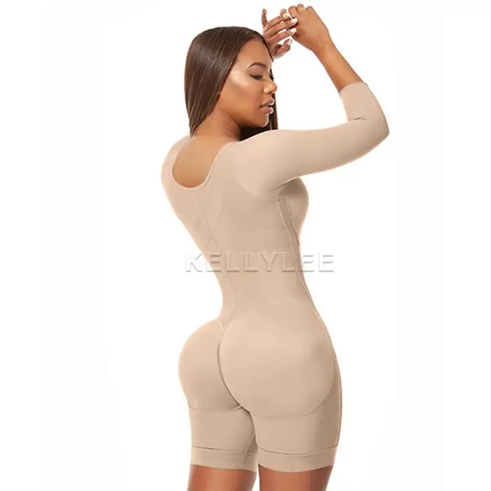 Bodies de compression pour femmes avec dentelle et manches longues pour la récupération post-grossesse et post-liposuccion