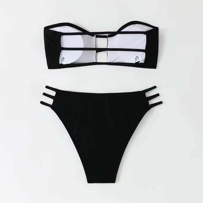 Été Bandeau Bikini 2025 femmes Sexy évider dos nu pansement taille haute maillot de bain brésilien maillot de bain deux pièces maillots de bain