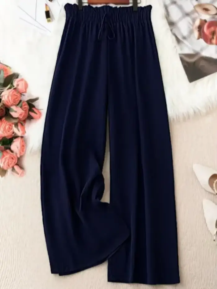 Grande taille 1XL-5XL femmes mode couleur unie pantalon à jambes larges femme décontracté élégant co