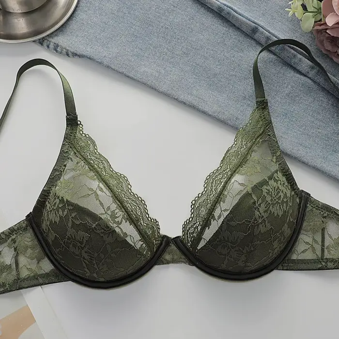 Sexy čipkovaná podprsenka s kvetinovým vzorom pre ženy