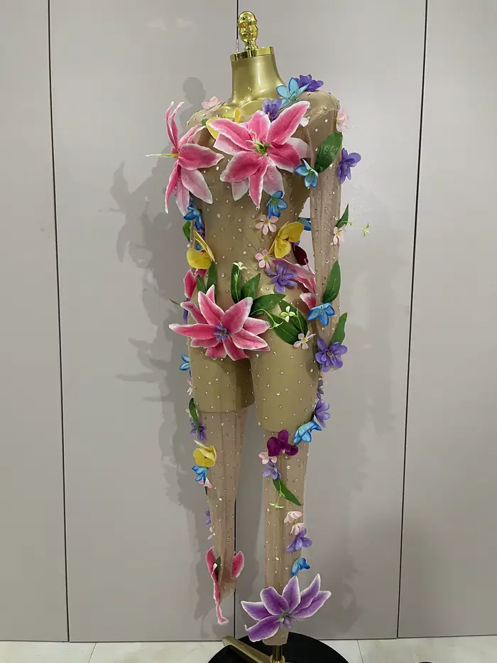Kombinéza 3D kvetinová elegantná na narodeniny Diskotec Scéna Žena Špeciálne príležitosti
