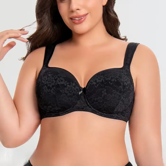 Soutien-gorge push-up en dentelle pour femmes couvrance totale confortable anti-affaissement bretelles larges broderie avec armatures occassions spéciales quotidiennes