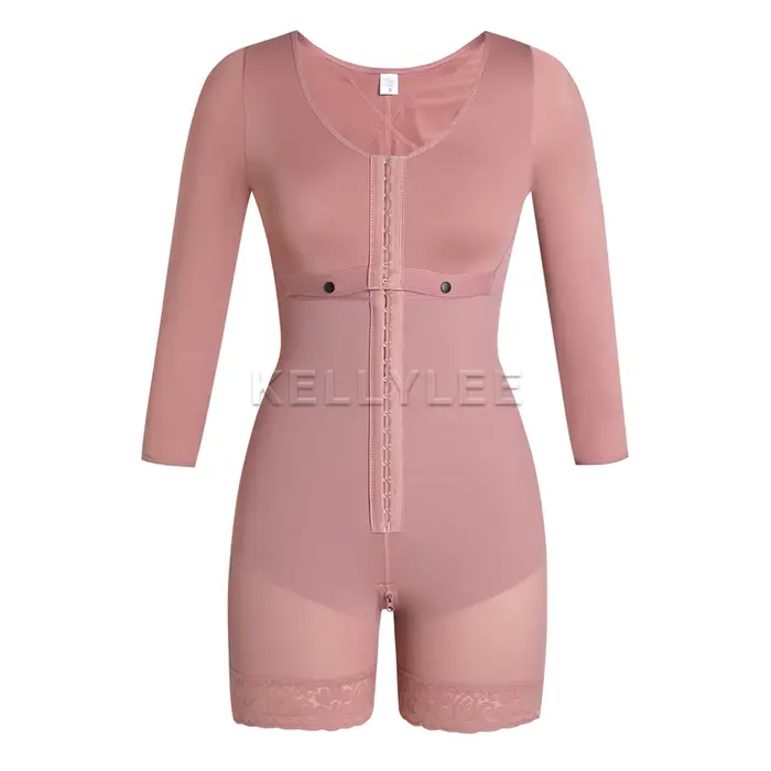Bodies de compression pour femmes avec dentelle et manches longues pour la récupération post-grossesse et post-liposuccion