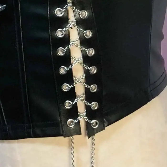 Débardeurs Gothiques Y2K Cybergoth pour Femmes, Vêtements Emo, Tops Corset Gothiques avec Chaîne, So