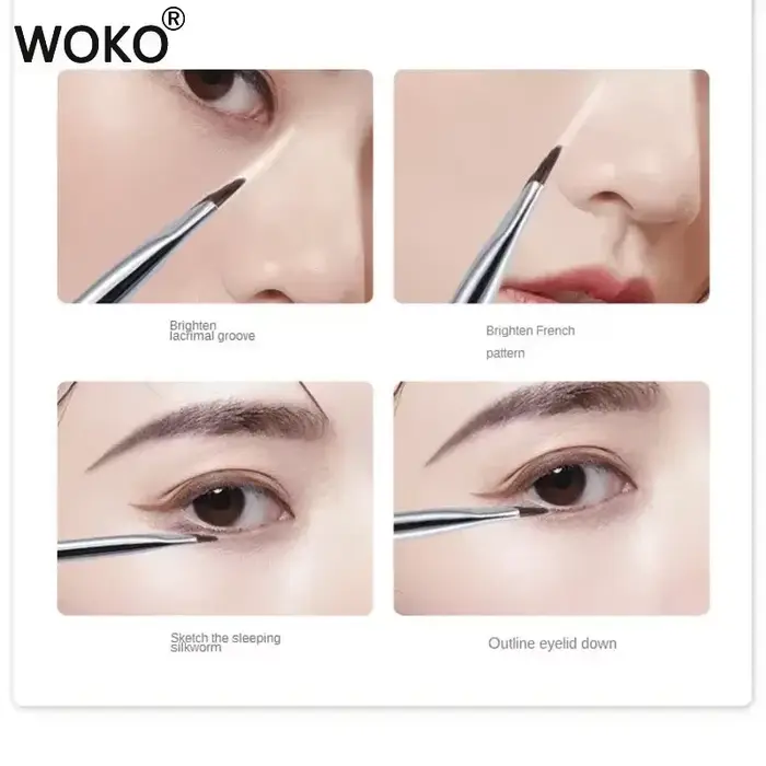 Brosse Eyeliner à lame améliorée, brosse à sourcils plate Ultra fine à Angle fin sous les yeux, bros