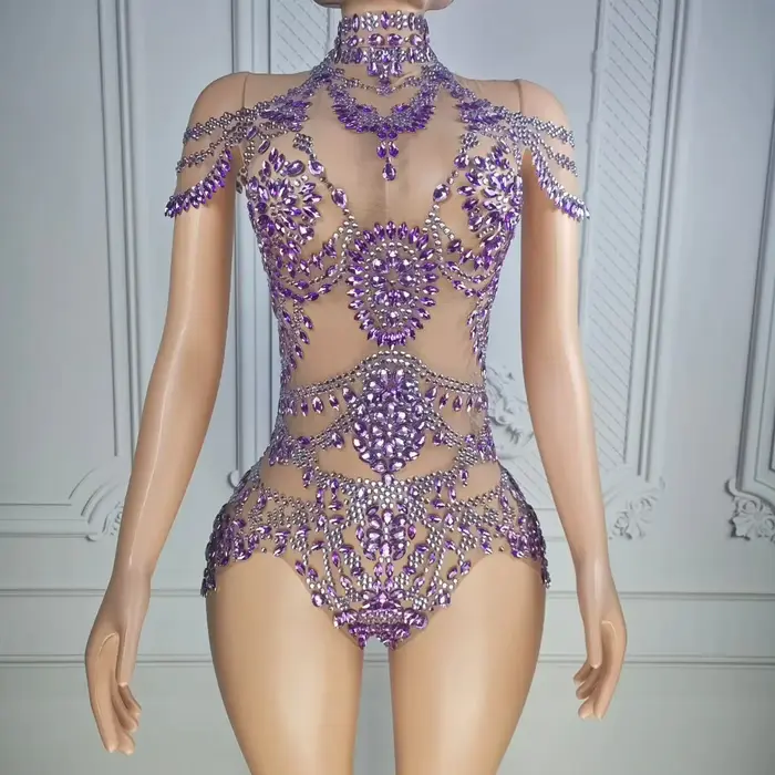 priehľadný sexy dámske trblietavé kamienky trikot pre večerné tanečné vystúpenia a pódiové kostýmy ženských tanečníkov očarujúce príležitosti
