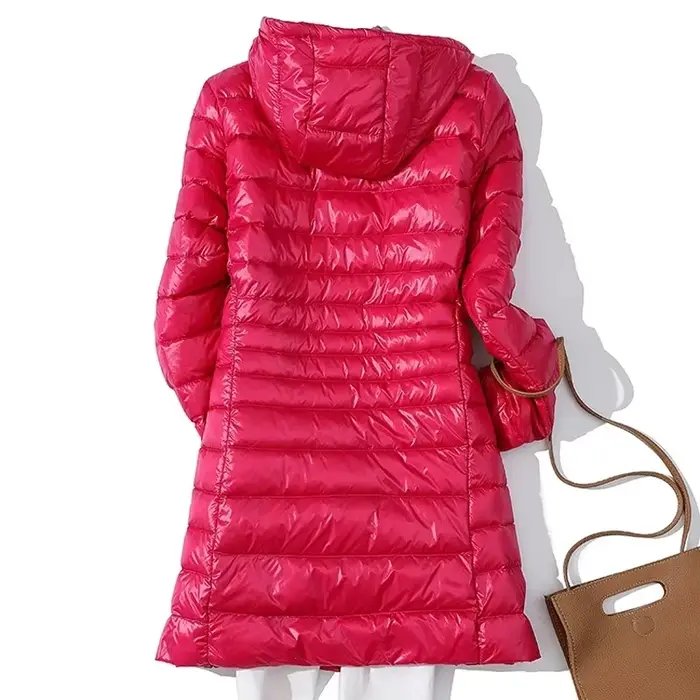 Veste bouffante ultralégère en duvet de canard pour femme, manteau chaud et Portable à capuche, coup
