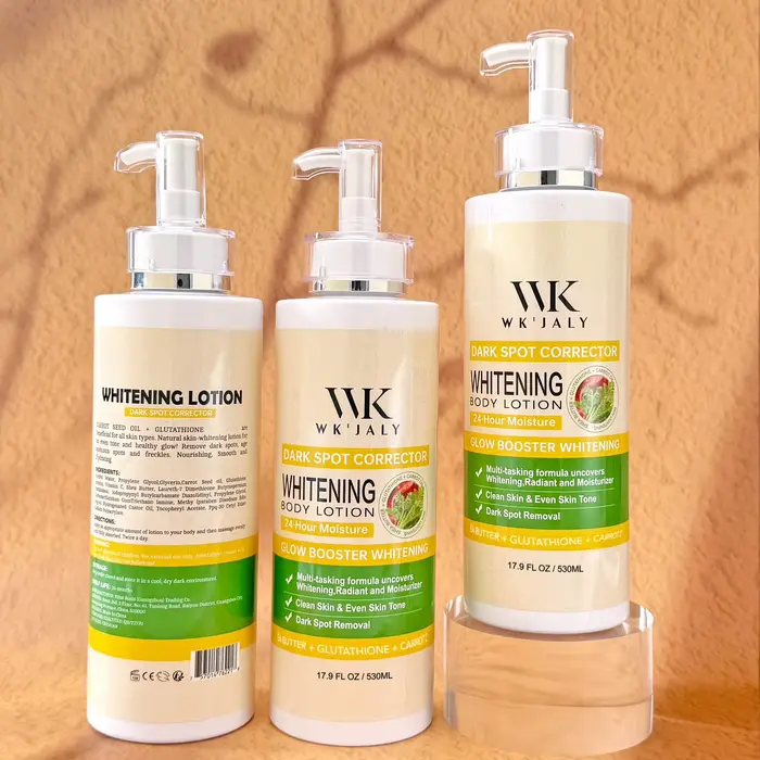 WK JALY Lotion pour le corps blanchissante Glow Booster, avec glutathion, élimine les taches foncées