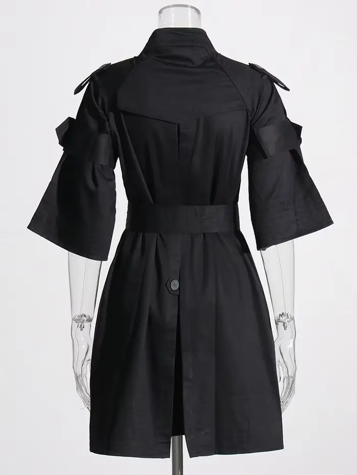 TWOTWurea YLE-Robe tunique unie pour femme, col rond, manches courtes, taille haute, lacets épissés,