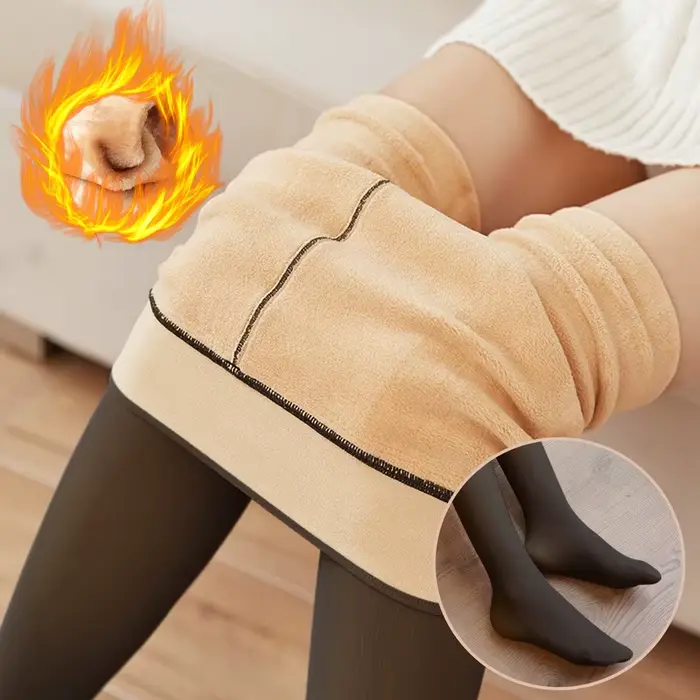 Dámske termo pančuchy Sexy priesvitné fleece Legíny tenké zimné teplé hrubé zamatové