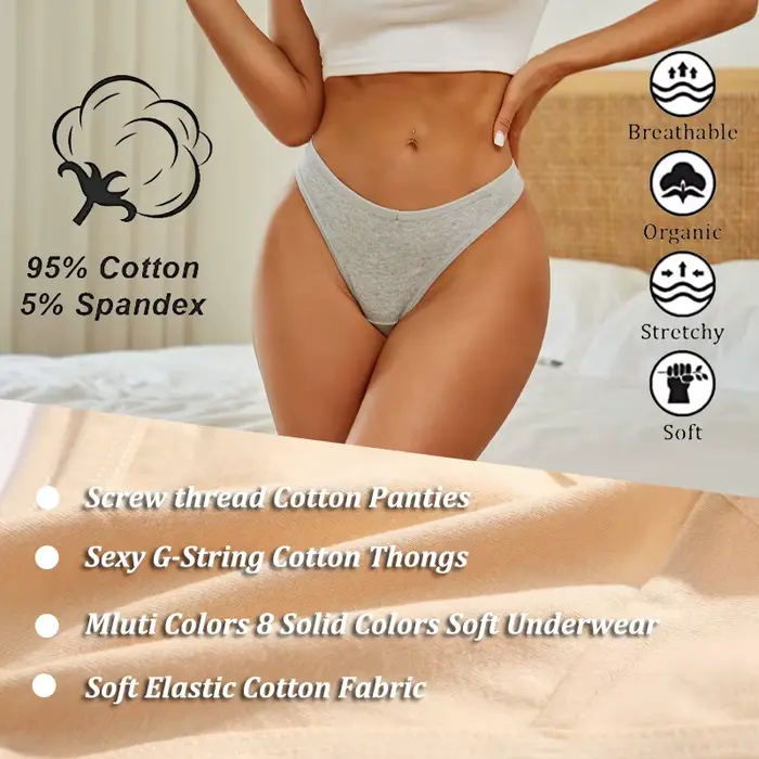 4 kusy / Set Sexy dámske bezšvíkové bavlnené nohavičky nízky pás tangá tangá priedušné dámske V pás spodná bielizeň mäkké