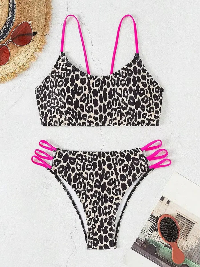 Micro bikini léopard sexy 2026 pour femme, maillot de bain taille haute, ensemble de bikinis brésili