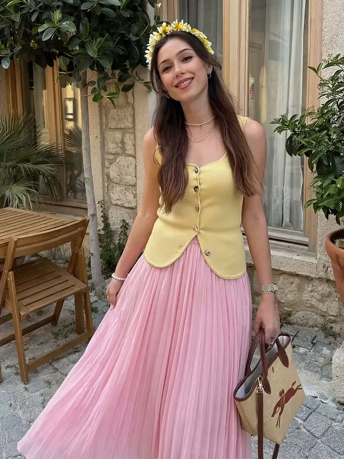 HH skladané šaty z polyesteru pre ženy, večer von, leto, romantický večer, dovolenka, ležérny štýl, moderná elegancia, pohodlie, špeciálne príležitosti
