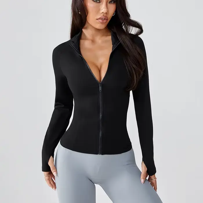 Vêtements de yoga pour femmes en automne veste à glissière haut de sport mince vêtements d'extérieur