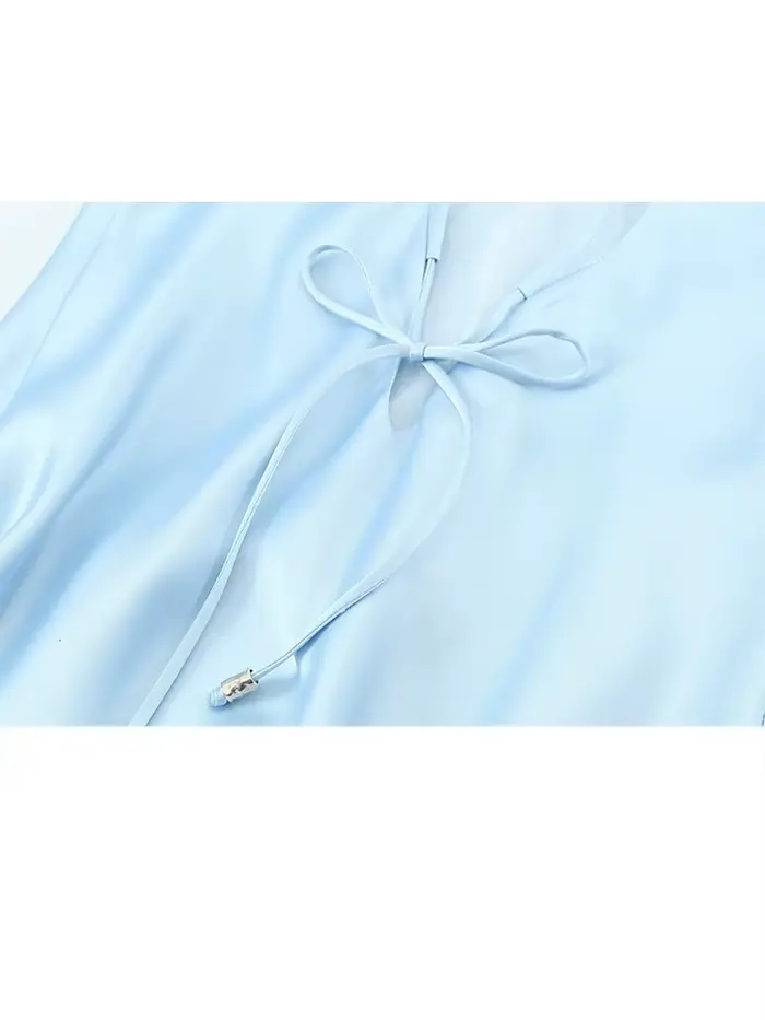 HH - Dámske hodvábne saténové šaty strednej dĺžky, nové letné spodná bielizeň, textúra, elegantné, V-Neck, sexy, bez rukávov, dĺžka členku