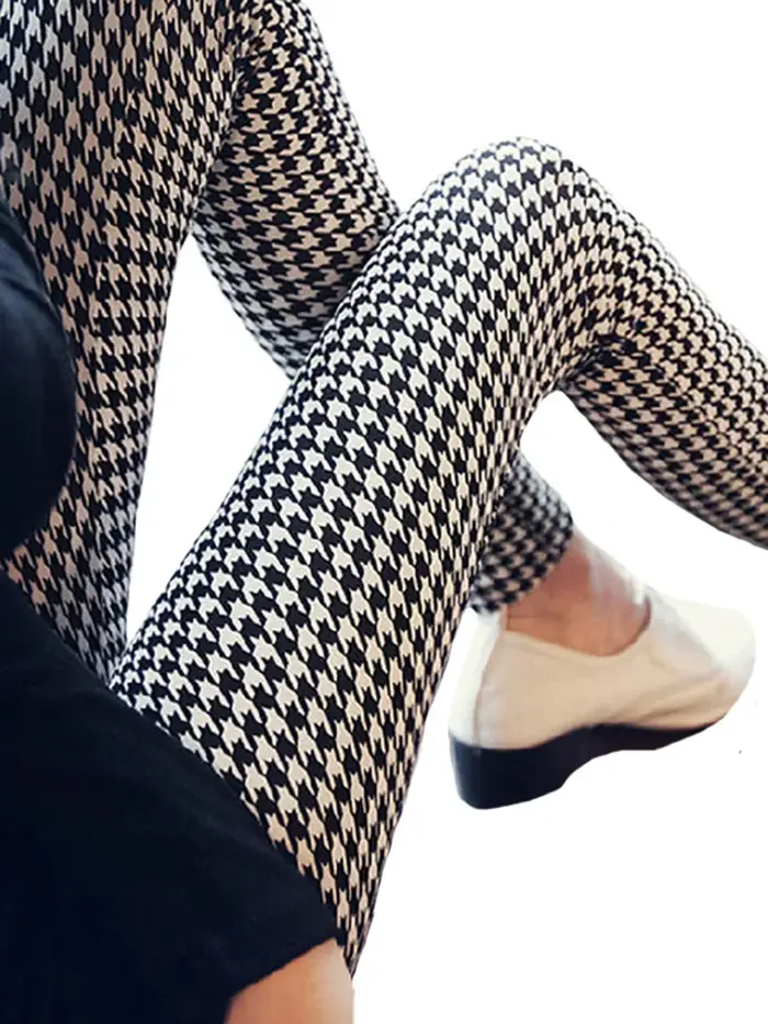 CUHAKCI Graffiti Leggings imprimé fleuri Leggins pour femmes Leggings pied-de-poule vente élastique 