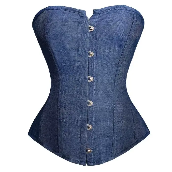 Caudatus nový módny sexy denimový korzet v štýle vintage viktoriánsky bustier bez ramienok overbust korzetová bielizeň top oblečenie korsett