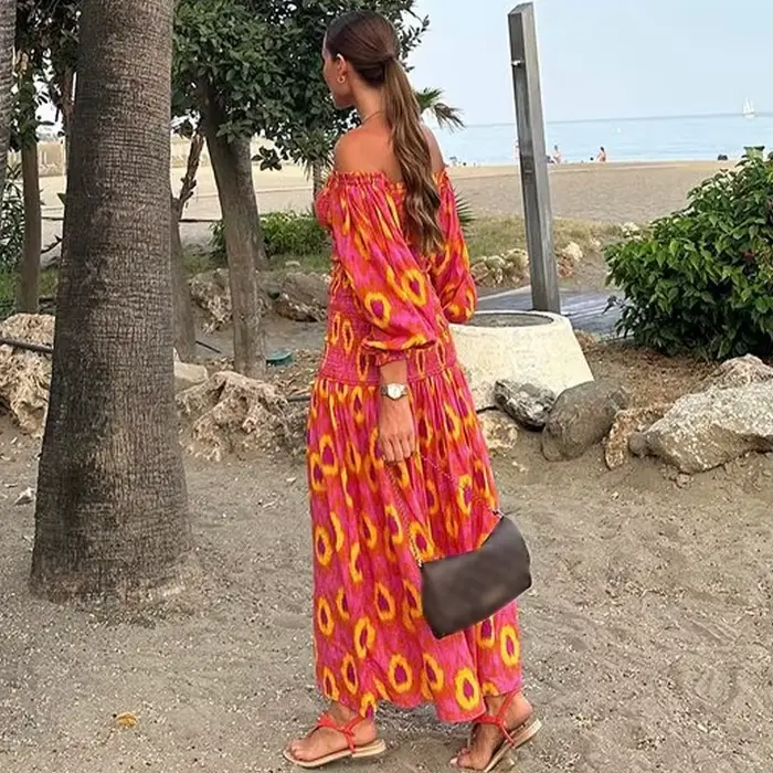 TEELYNN - Dámske plážové šaty s nafúknutými rukávmi
