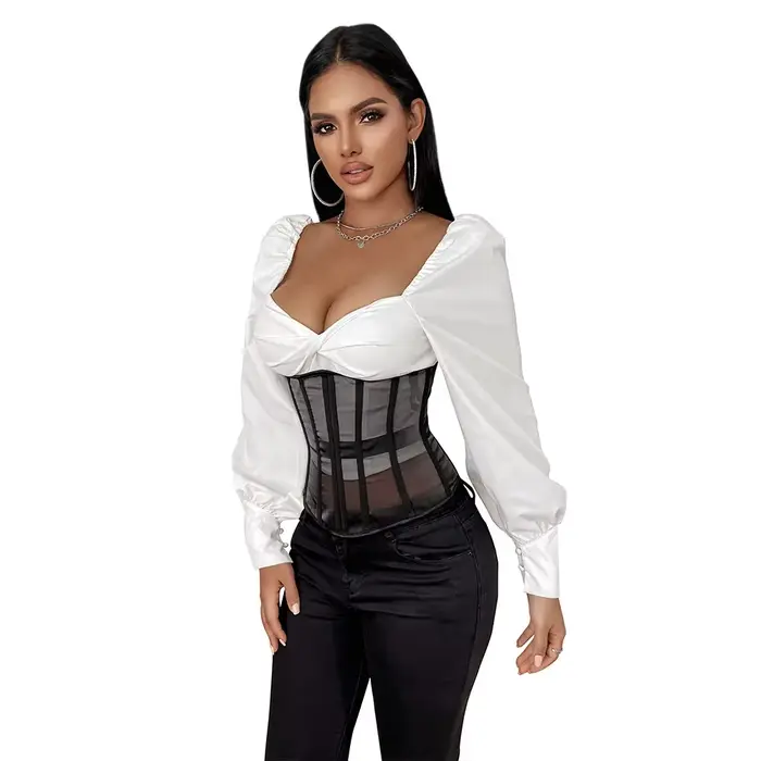Sexy korzet z pletenej priedušnej sieťoviny polyester elastan model telo tréner veľkosť špeciálne príležitosti romantické spoločenské
